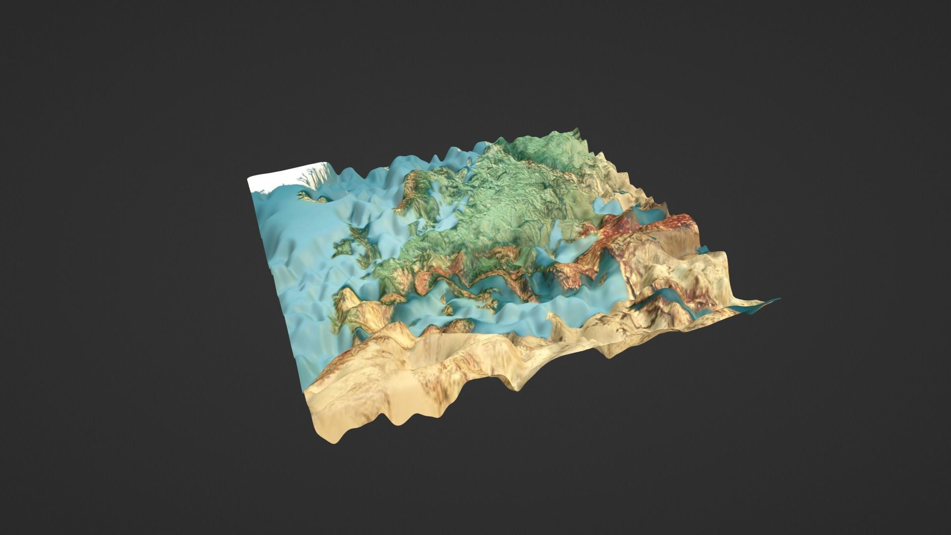 Europe Map Topography Low-poly 3D model_1