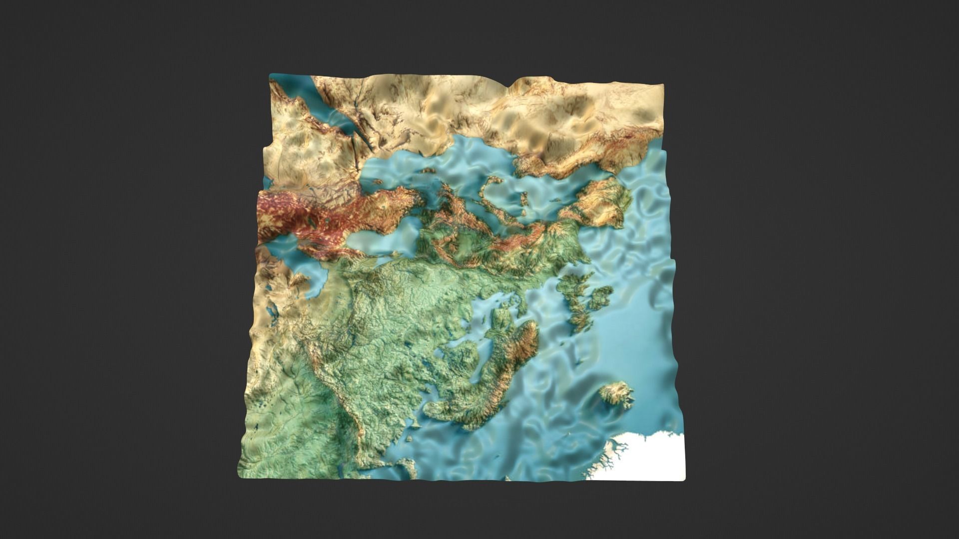 Europe Map Topography Low-poly 3D model_7