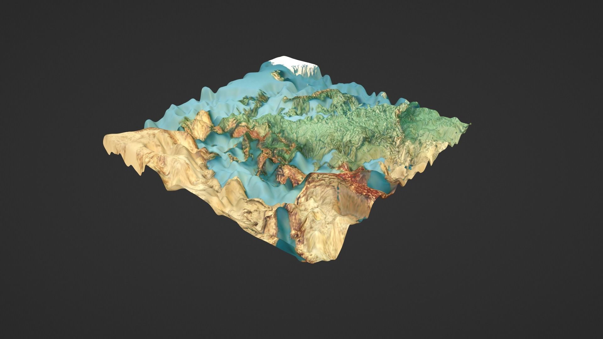 Europe Map Topography Low-poly 3D model_2