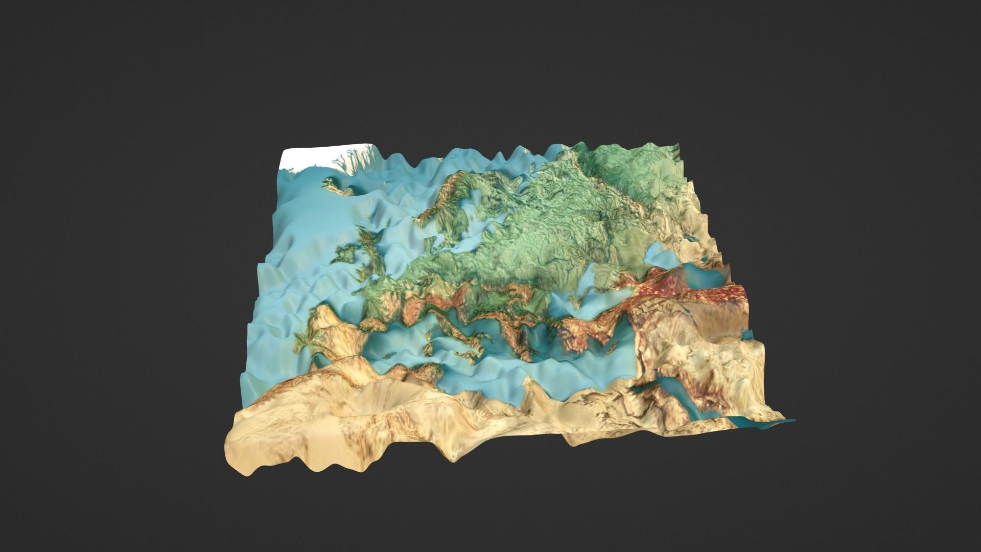 Europe Map Topography Low-poly 3D model_6