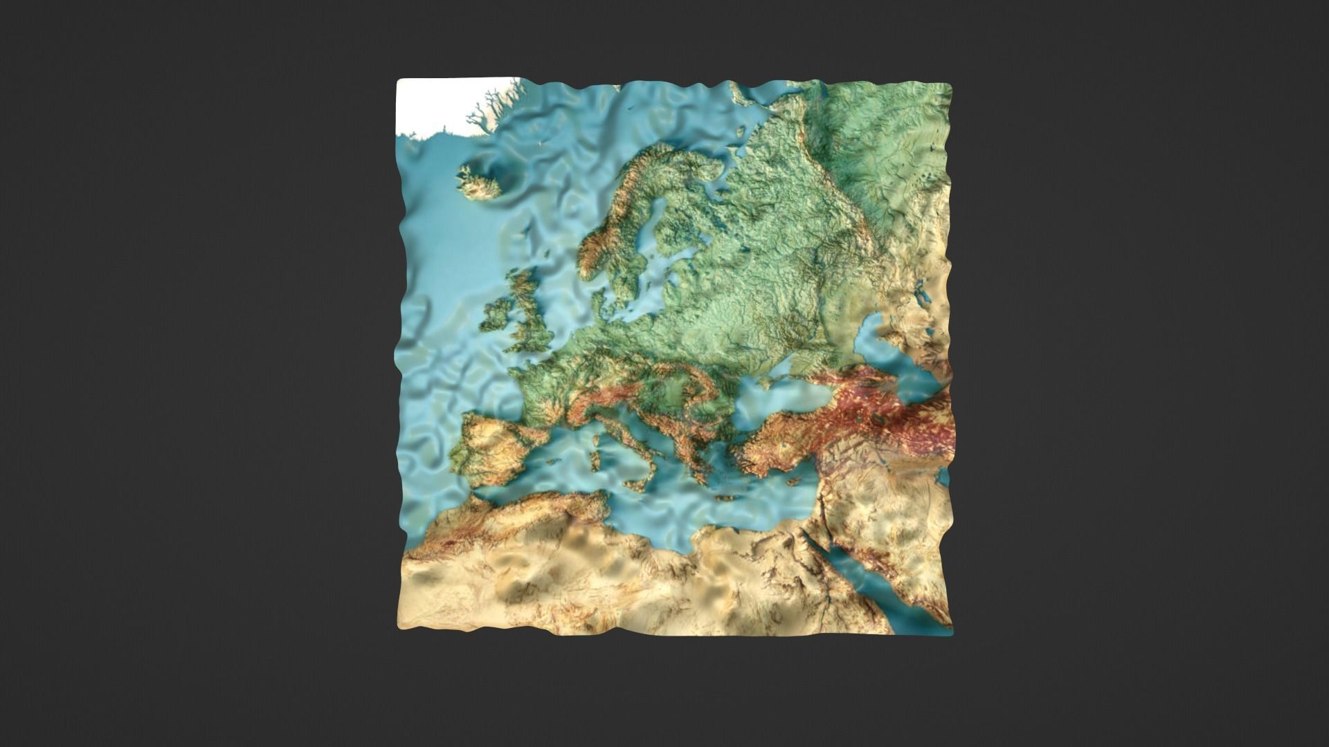 Europe Map Topography Low-poly 3D model_3