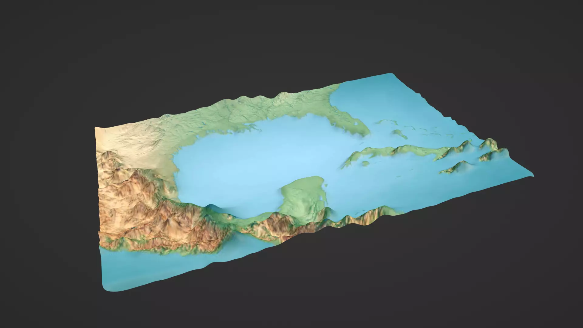 Gulf Of Mexico Map Topography Low-poly 3D model_0