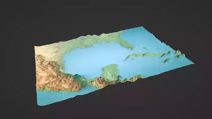 Gulf Of Mexico Map Topography Low-poly 3D model