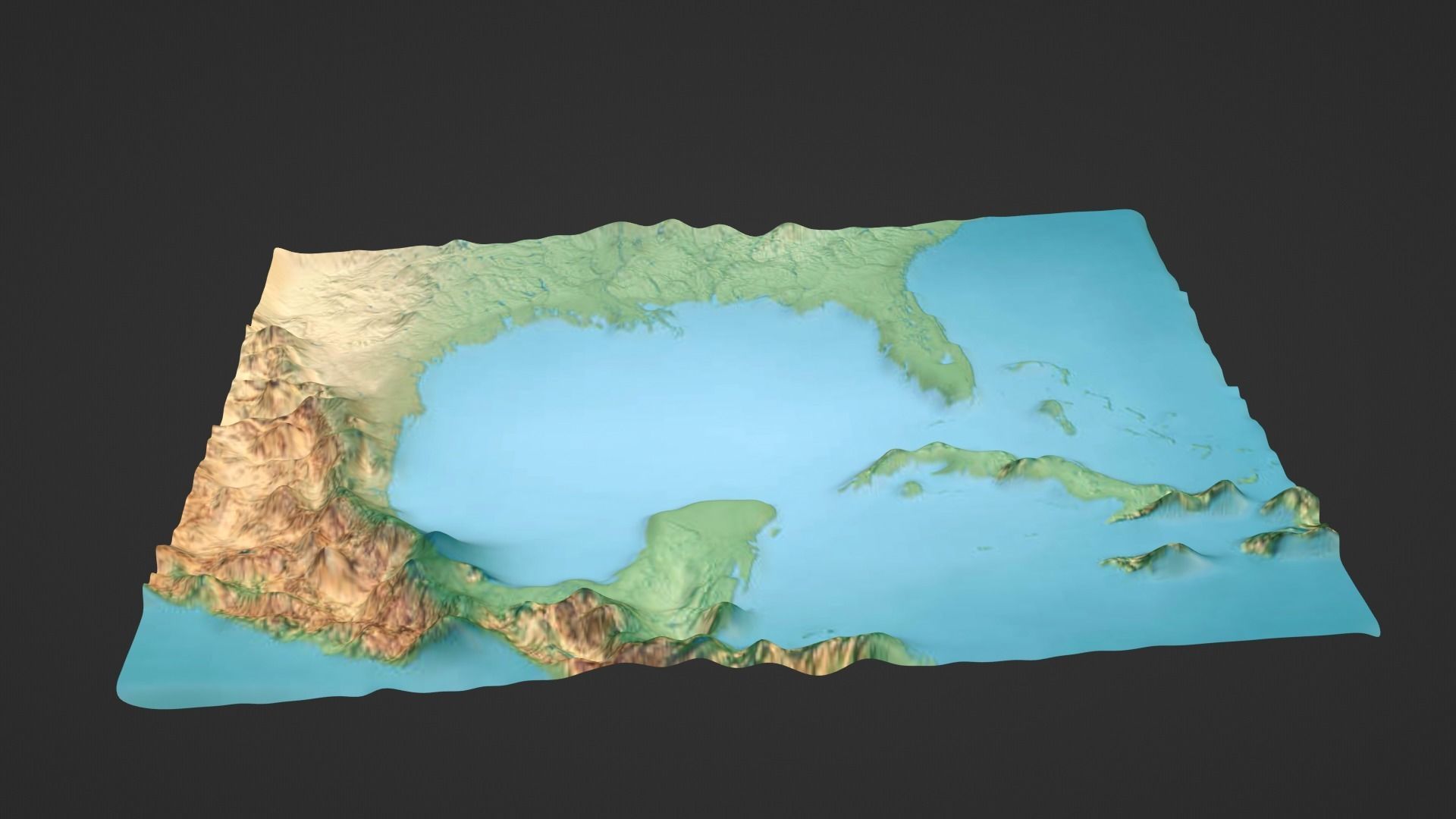Gulf Of Mexico Map Topography Low-poly 3D model_6