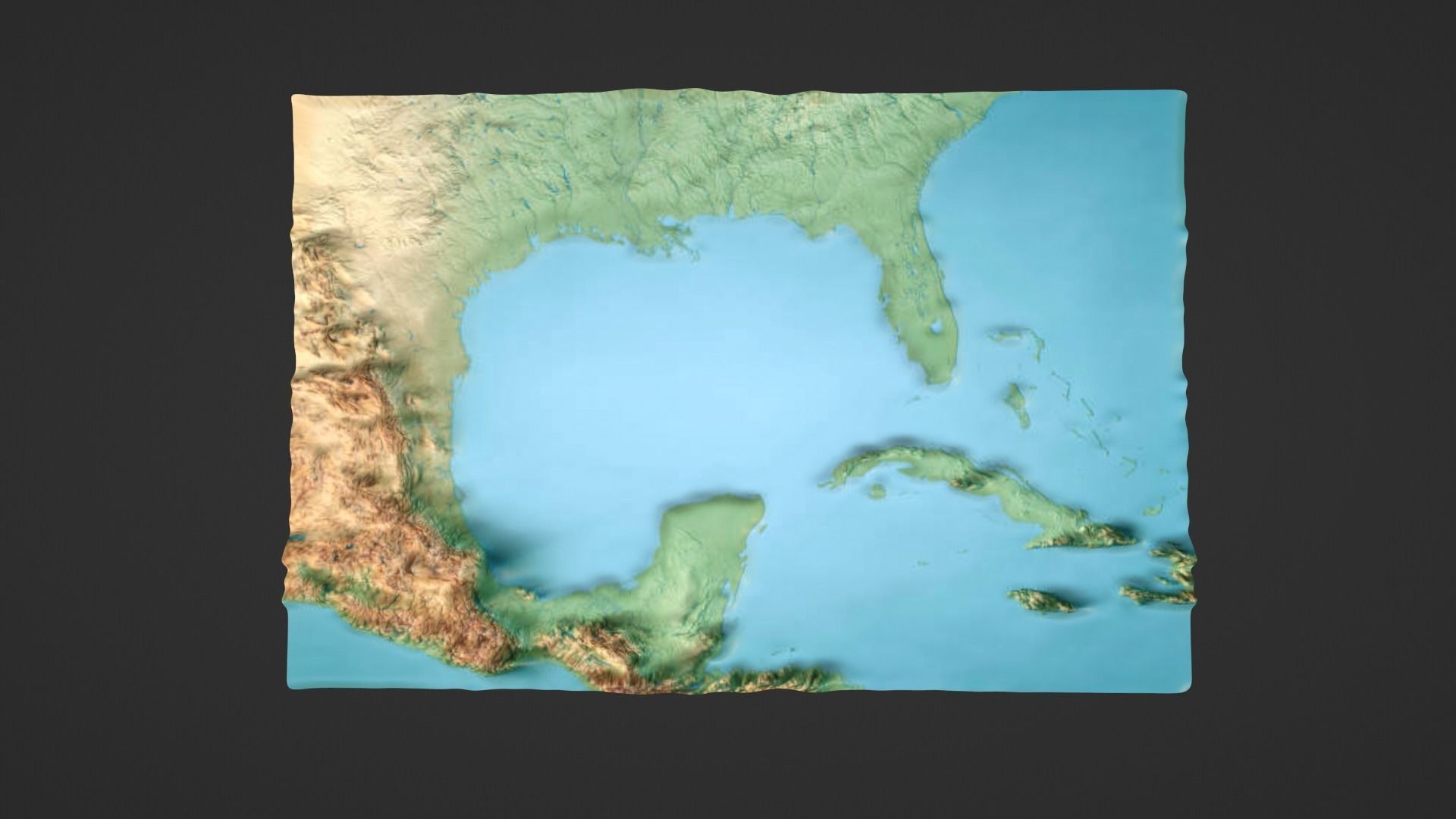 Gulf Of Mexico Map Topography Low-poly 3D model_3