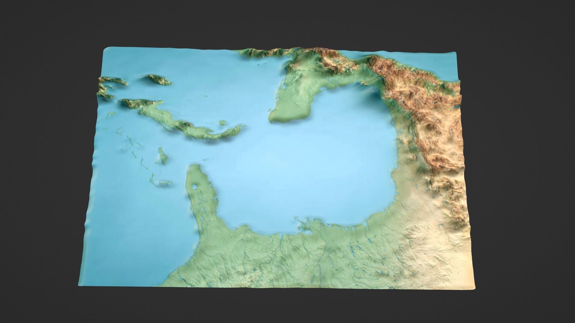 Gulf Of Mexico Map Topography Low-poly 3D model_7