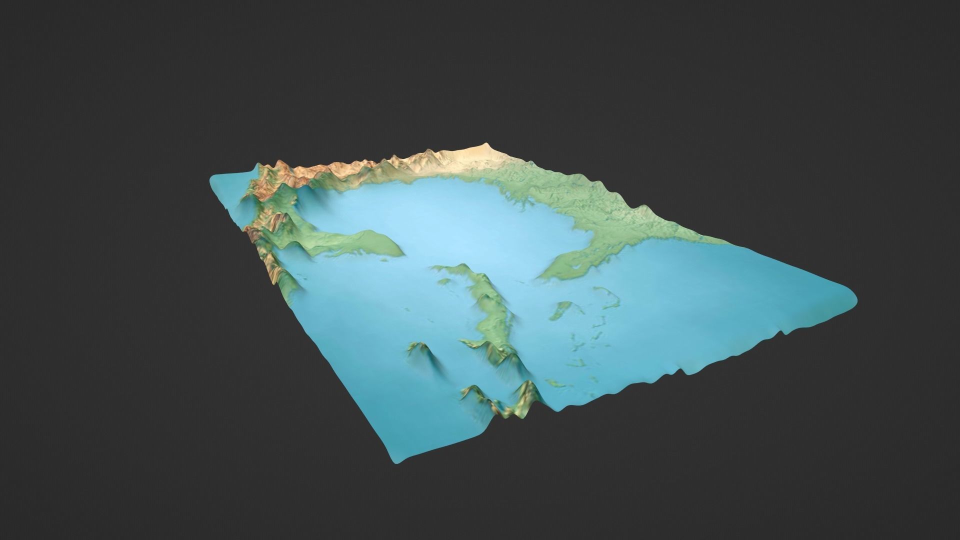 Gulf Of Mexico Map Topography Low-poly 3D model_5
