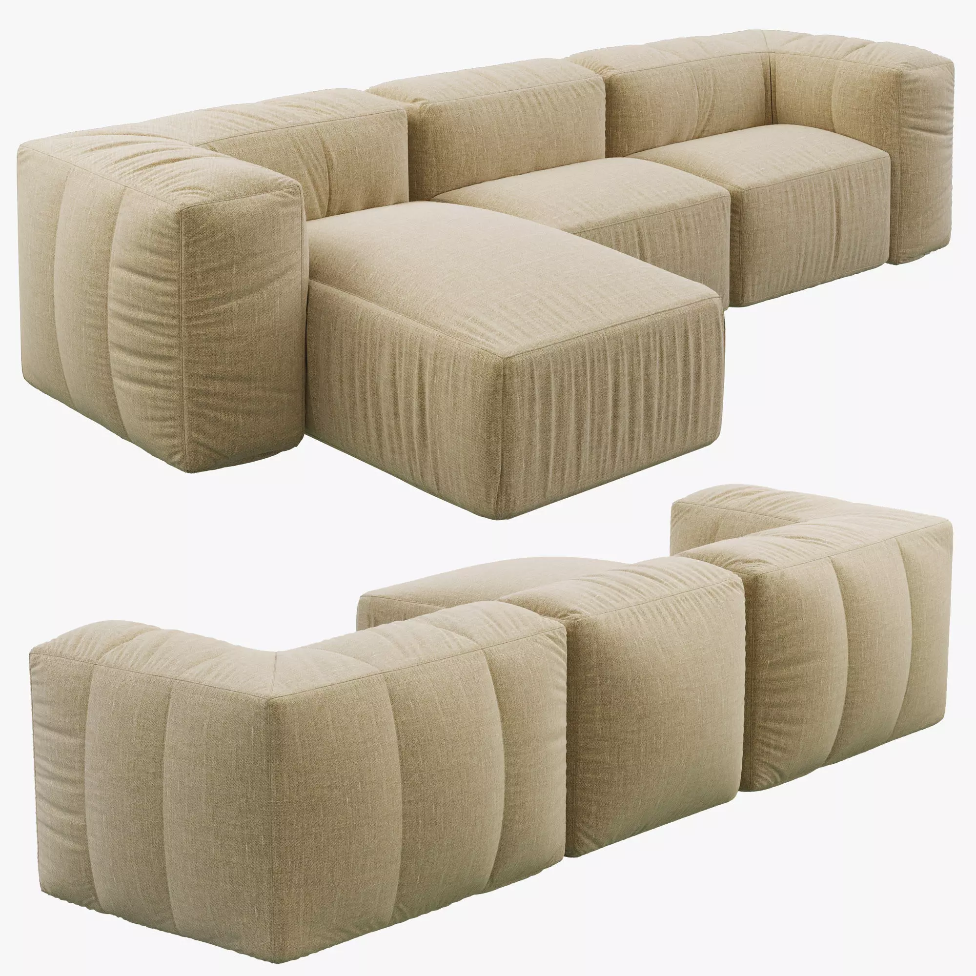 Restoration Hardware Preconfigured Fulham Left-Arm sofa 3D model_0