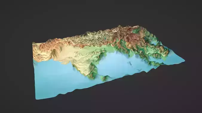 India Map Topography Low-poly 3D model