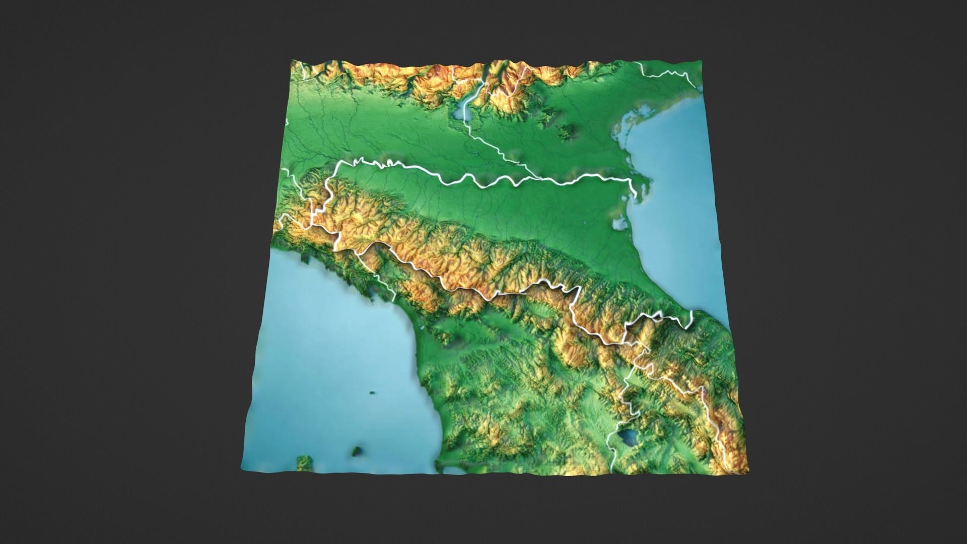 Italy Map Topography Low-poly 3D model_1