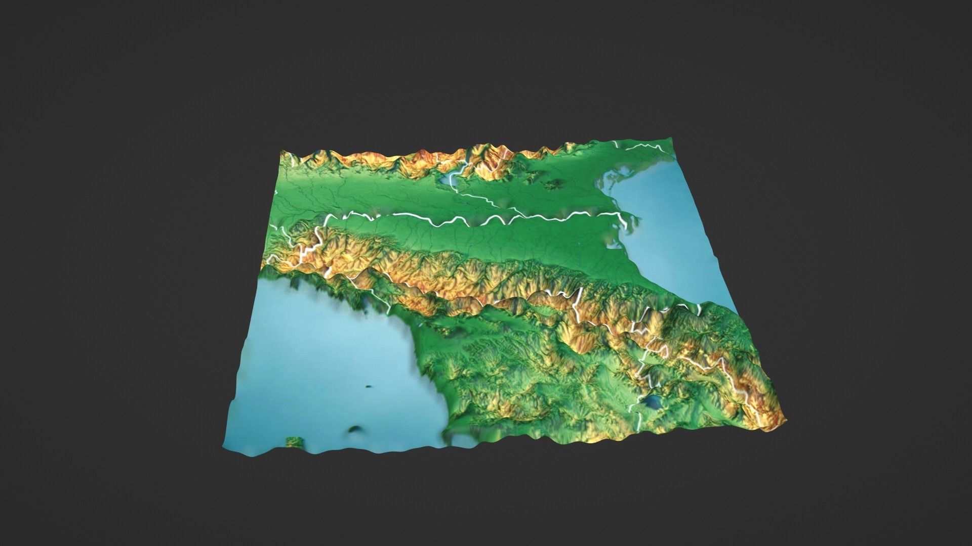 Italy Map Topography Low-poly 3D model_6