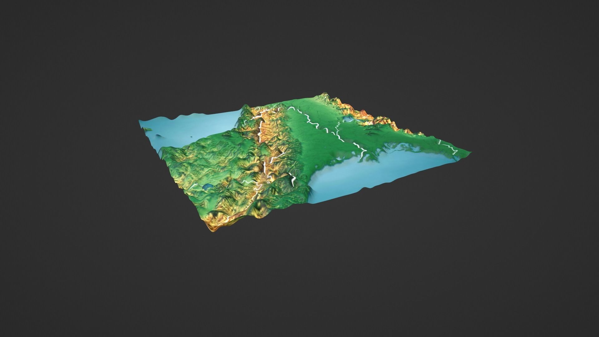 Italy Map Topography Low-poly 3D model_5