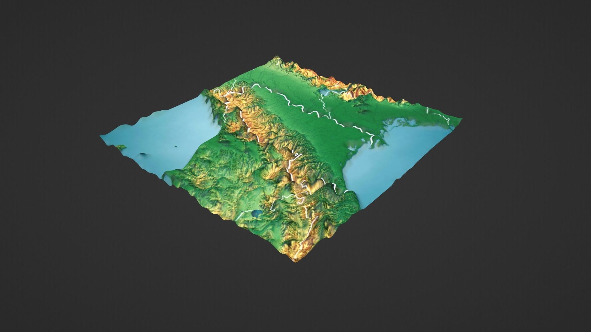 Italy Map Topography Low-poly 3D model_2