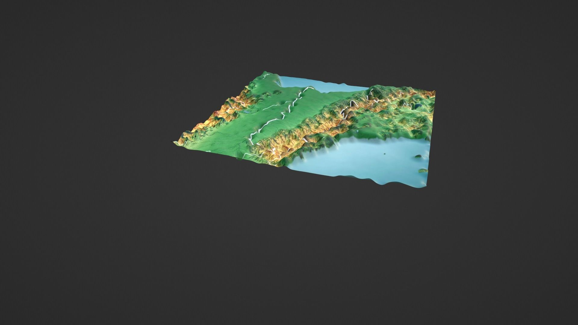 Italy Map Topography Low-poly 3D model_4