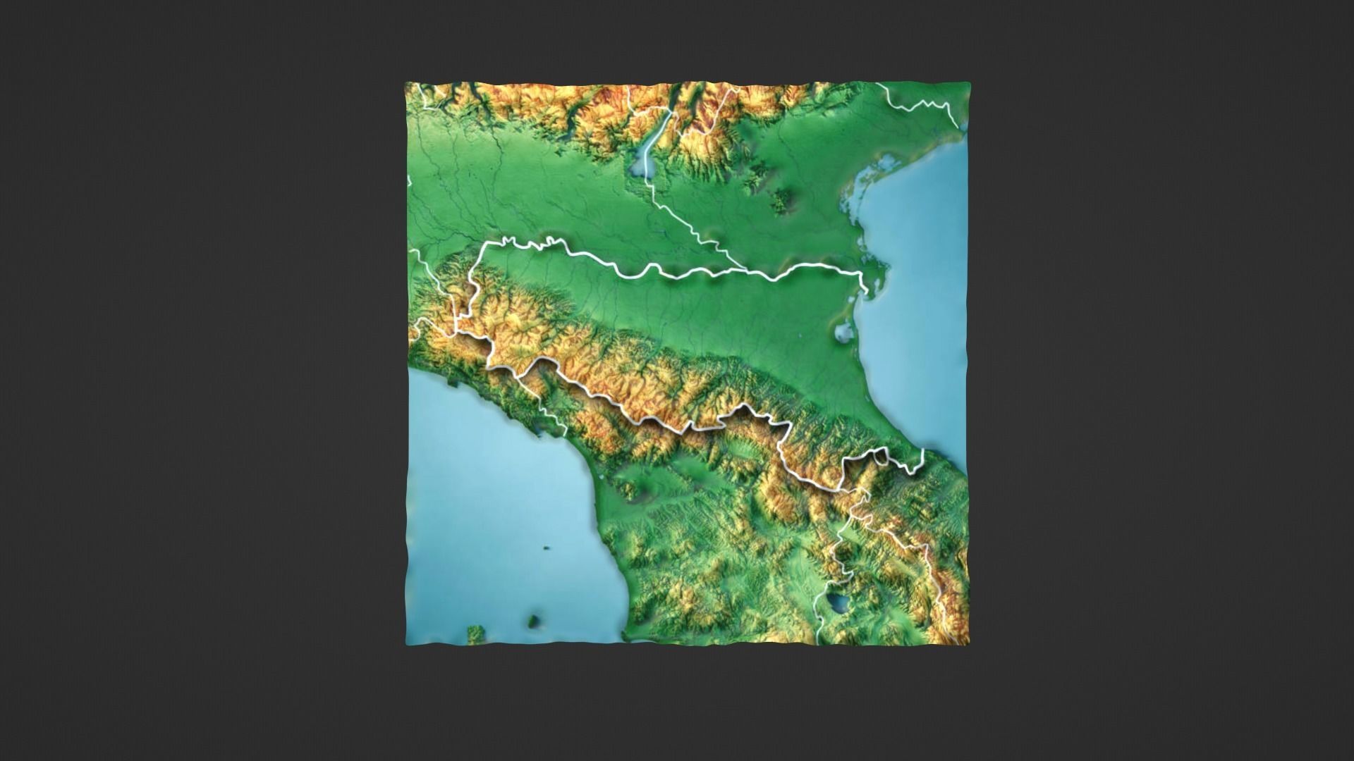 Italy Map Topography Low-poly 3D model_3