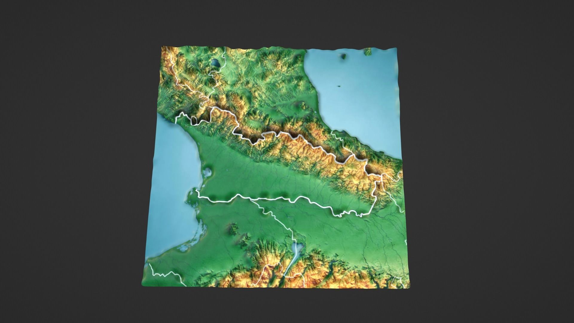Italy Map Topography Low-poly 3D model_7