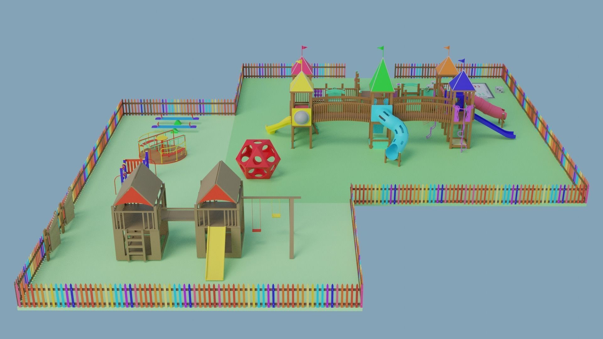 Playground Park Landscape Design 3D model_11