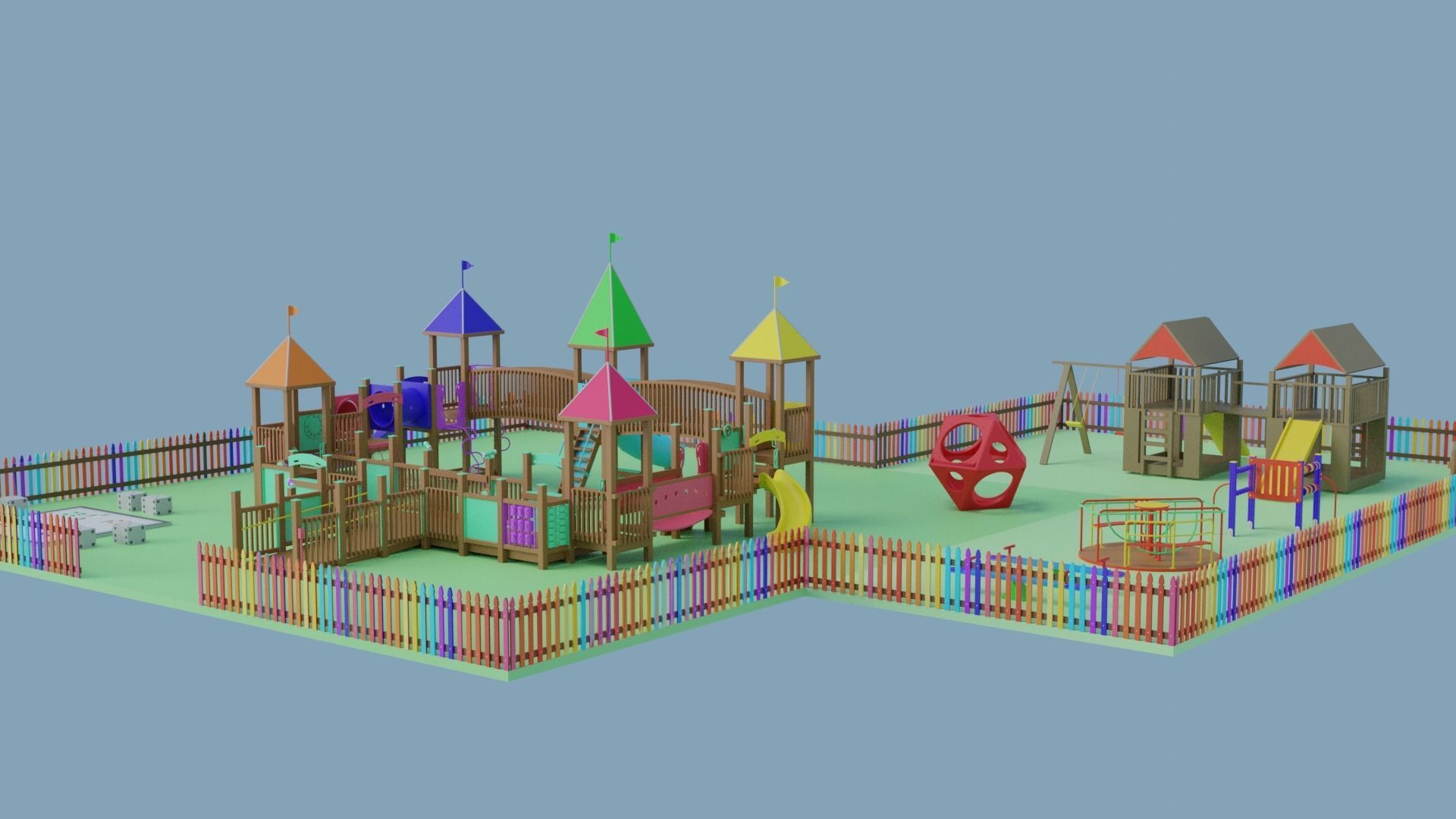 Playground Park Landscape Design 3D model_22