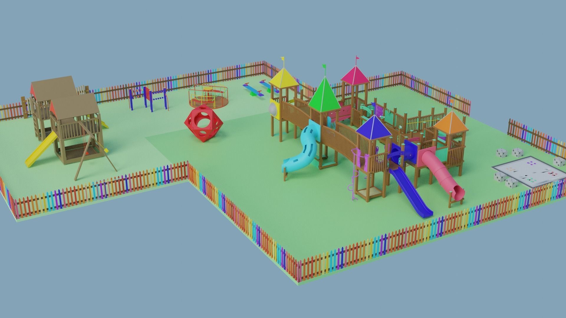 Playground Park Landscape Design 3D model_9