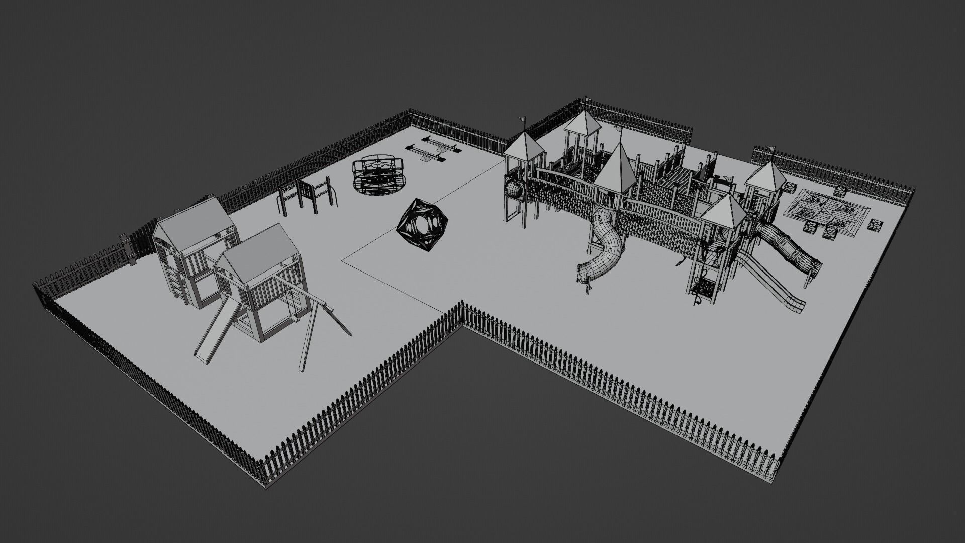 Playground Park Landscape Design 3D model_3
