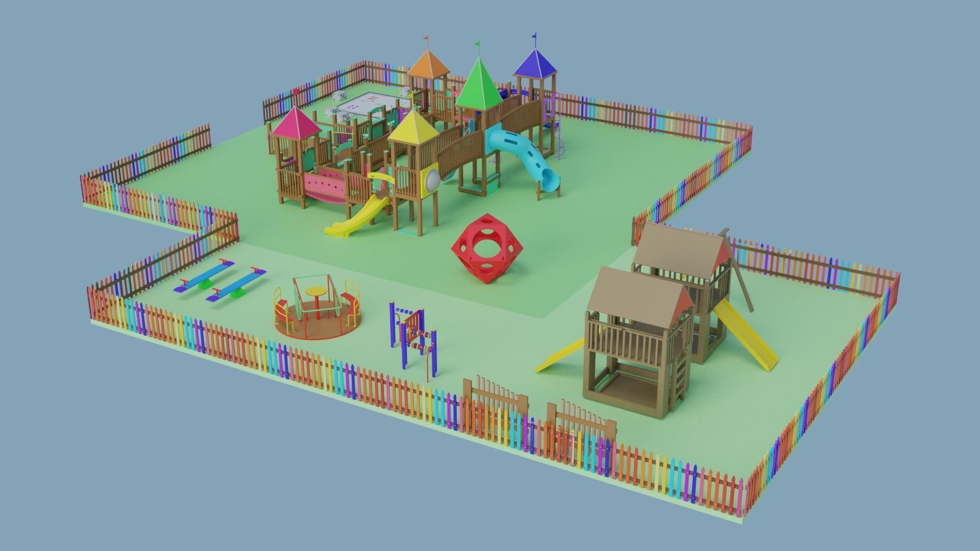 Playground Park Landscape Design 3D model_13