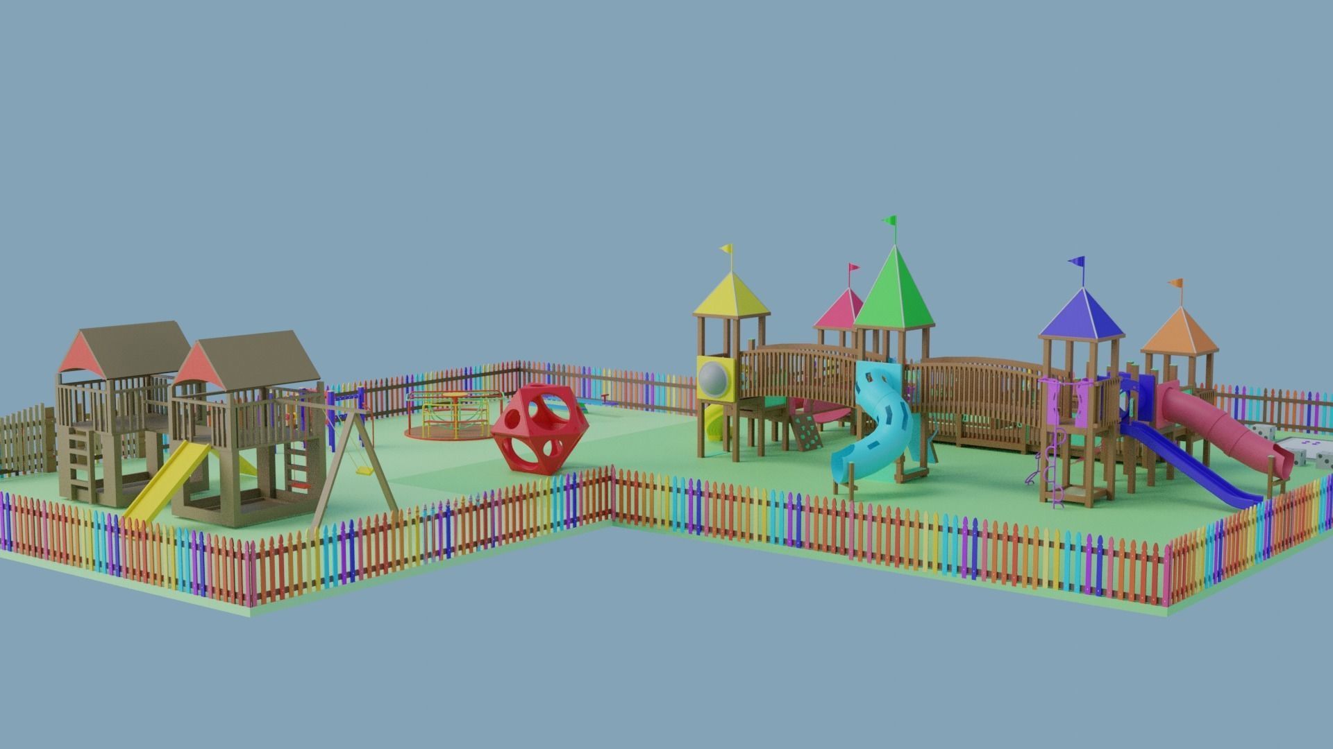 Playground Park Landscape Design 3D model_23