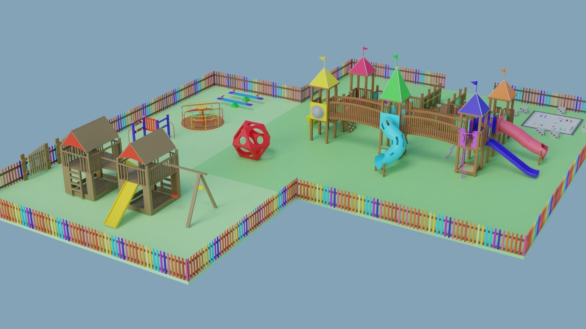 Playground Park Landscape Design 3D model_10