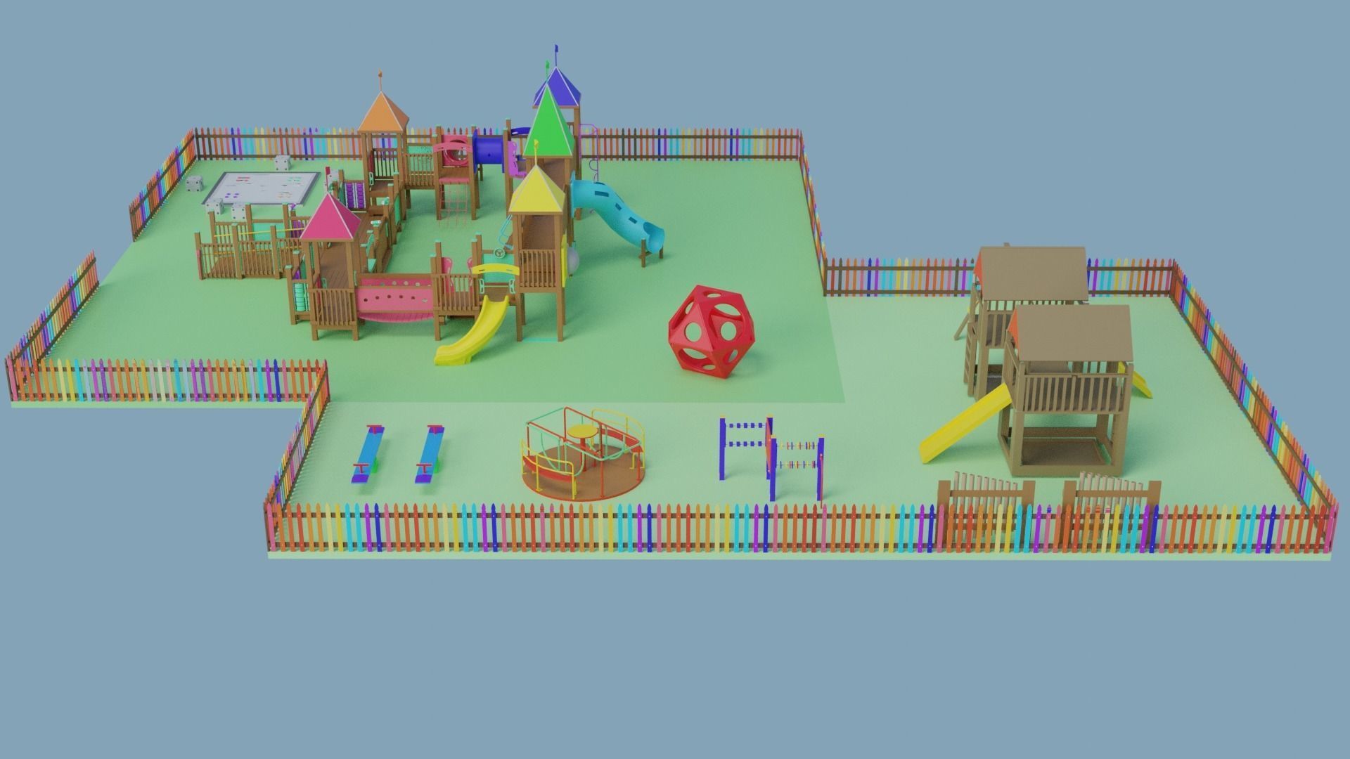 Playground Park Landscape Design 3D model_14