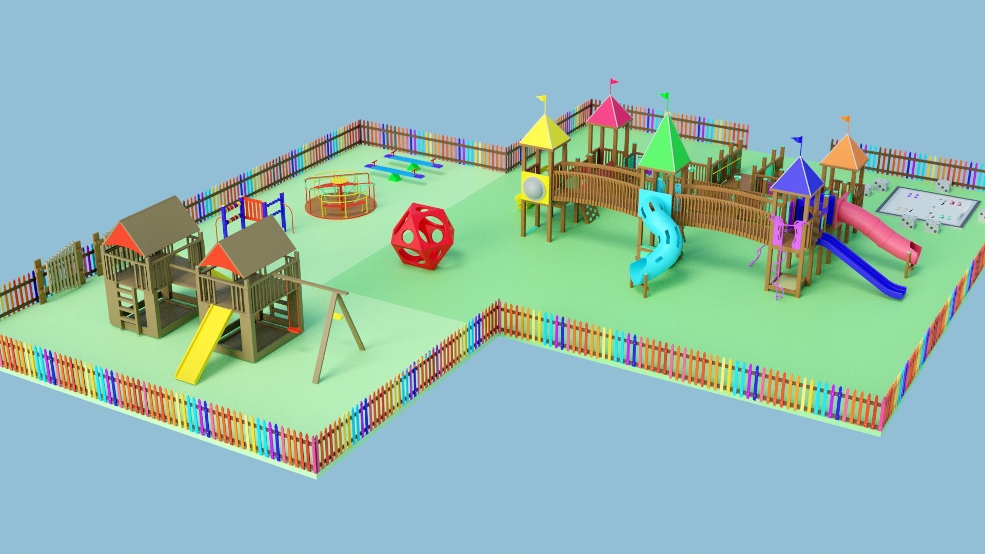 Playground Park Landscape Design 3D model_1