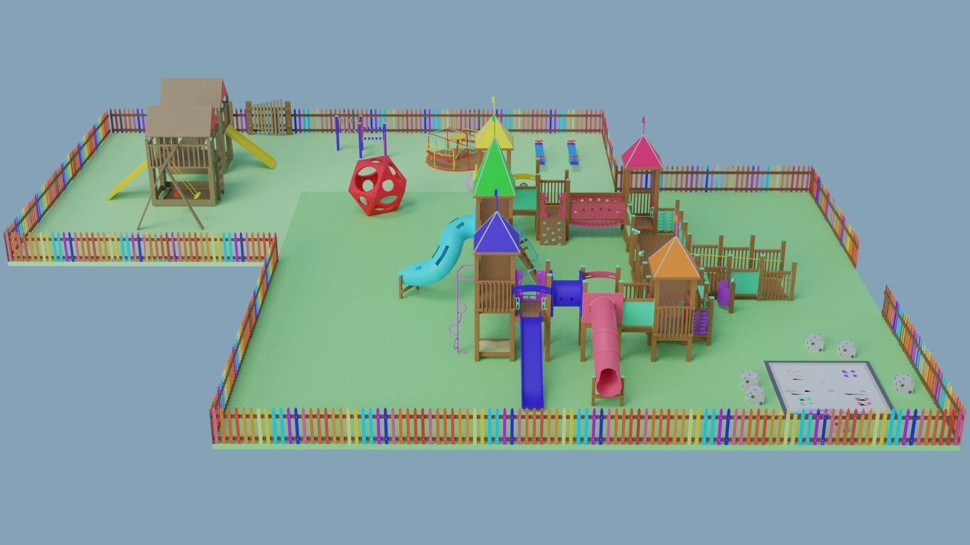 Playground Park Landscape Design 3D model_8