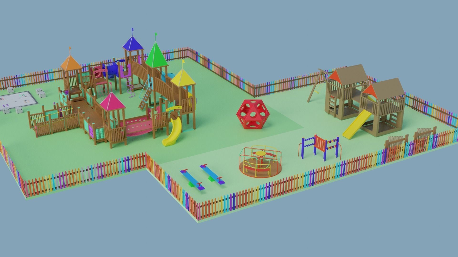 Playground Park Landscape Design 3D model_15