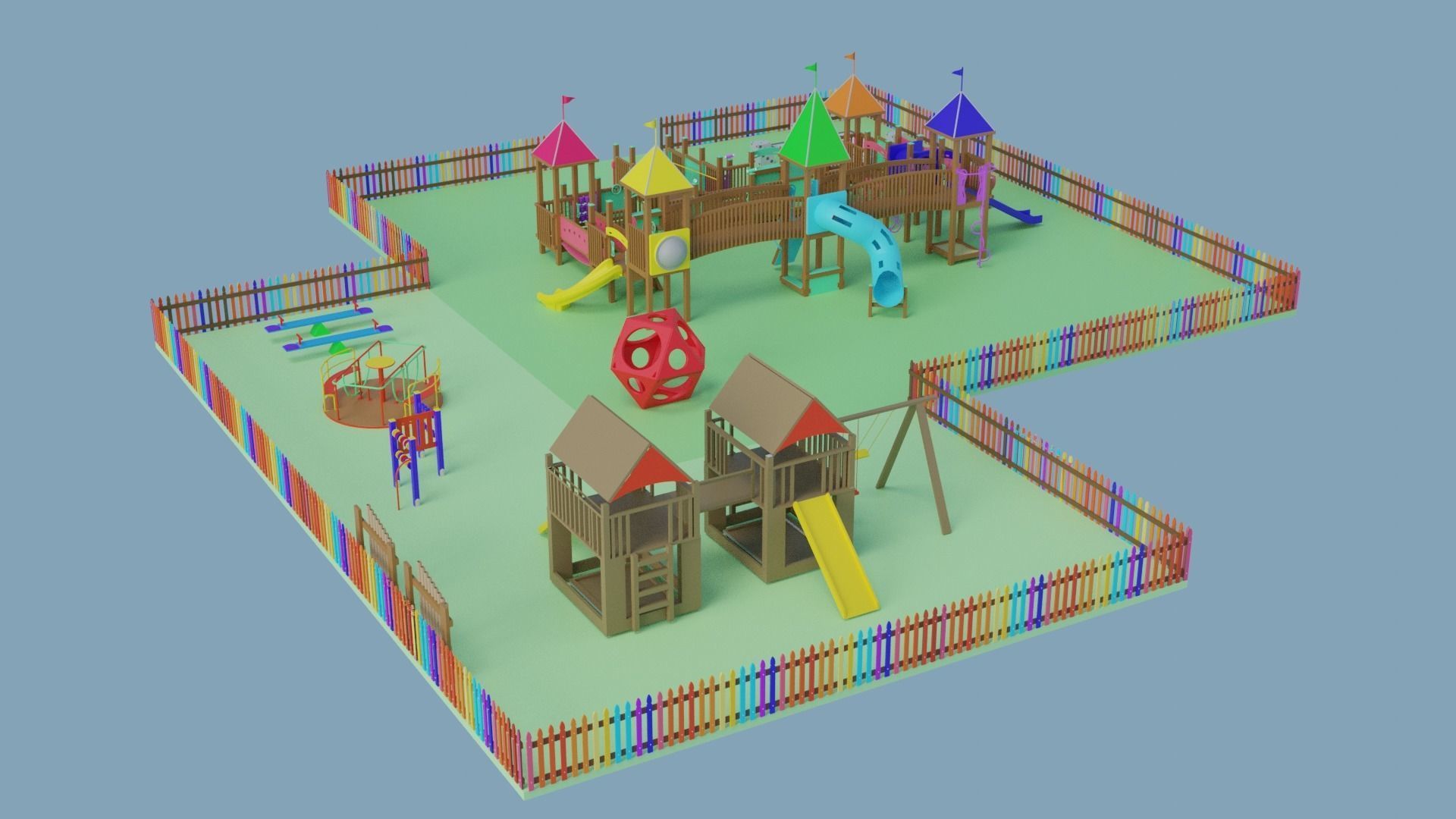 Playground Park Landscape Design 3D model_12
