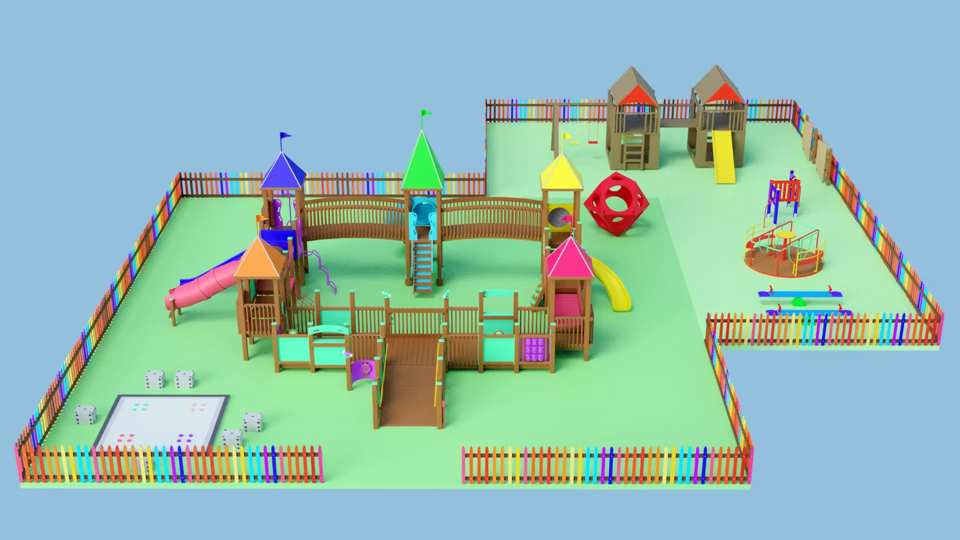 Playground Park Landscape Design 3D model_0