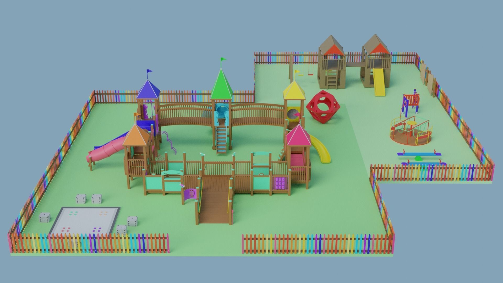 Playground Park Landscape Design 3D model_5