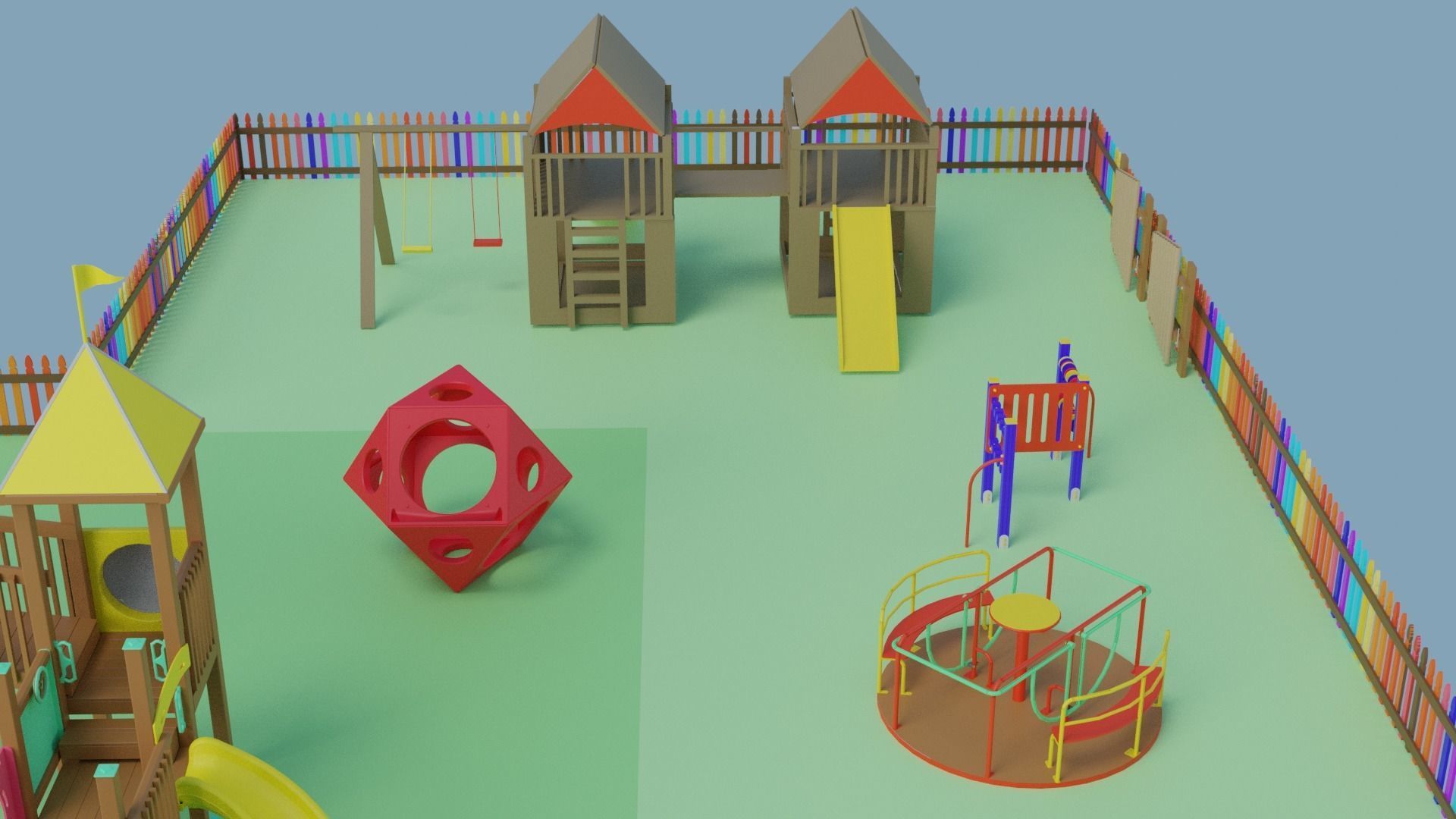 Playground Park Landscape Design 3D model_21