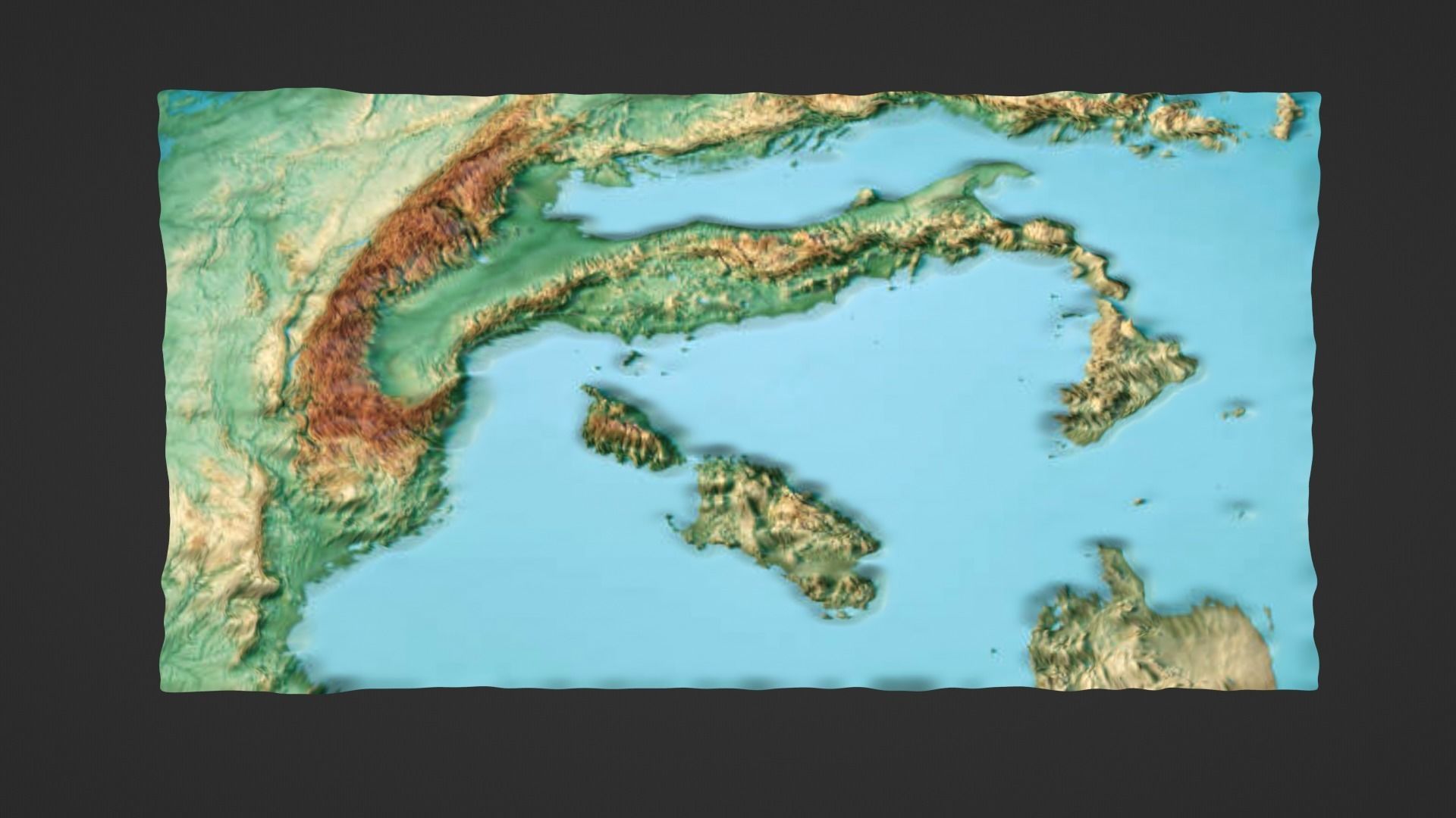 Italy Map Topography Low-poly 3D model_3