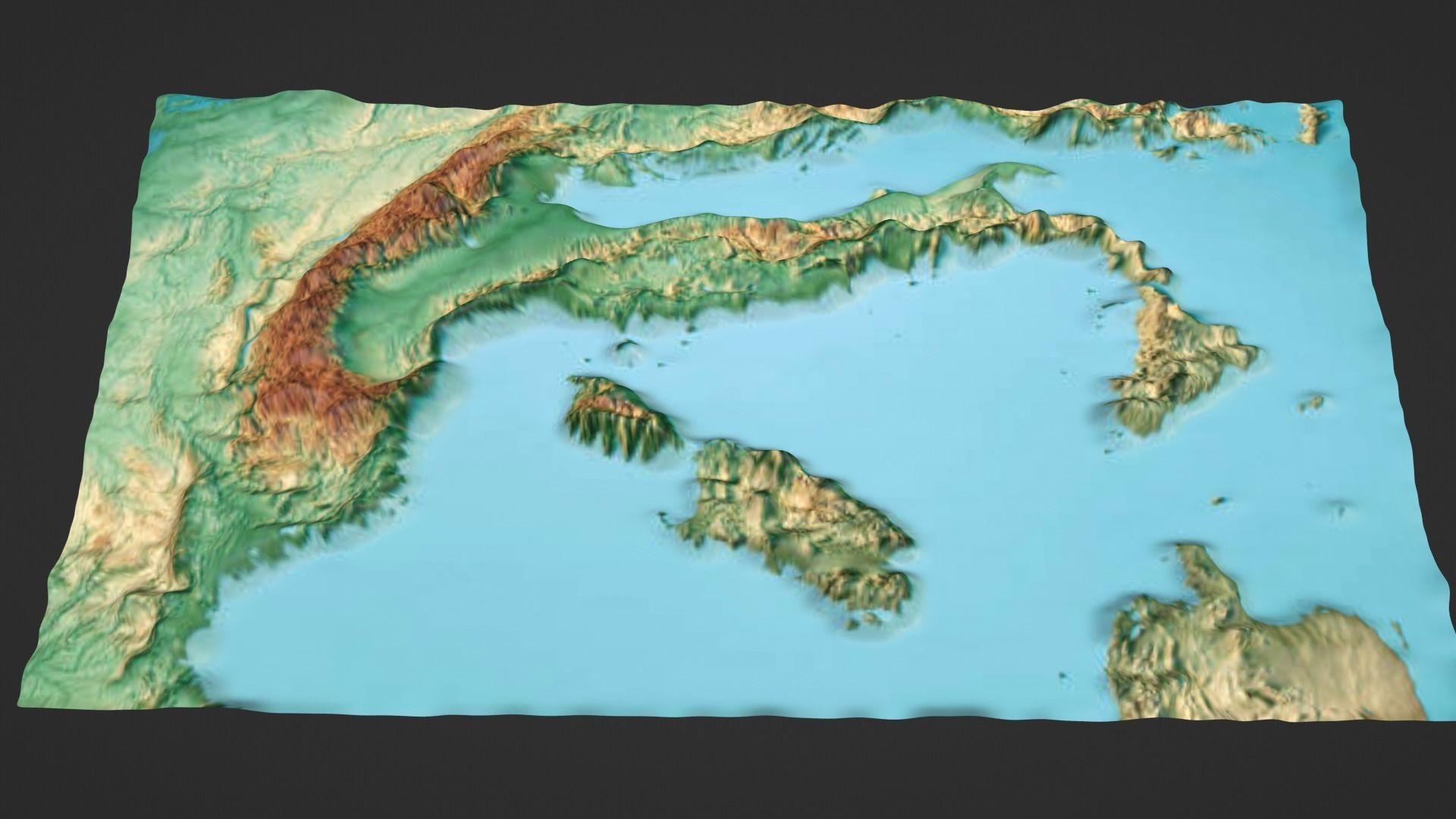 Italy Map Topography Low-poly 3D model_1