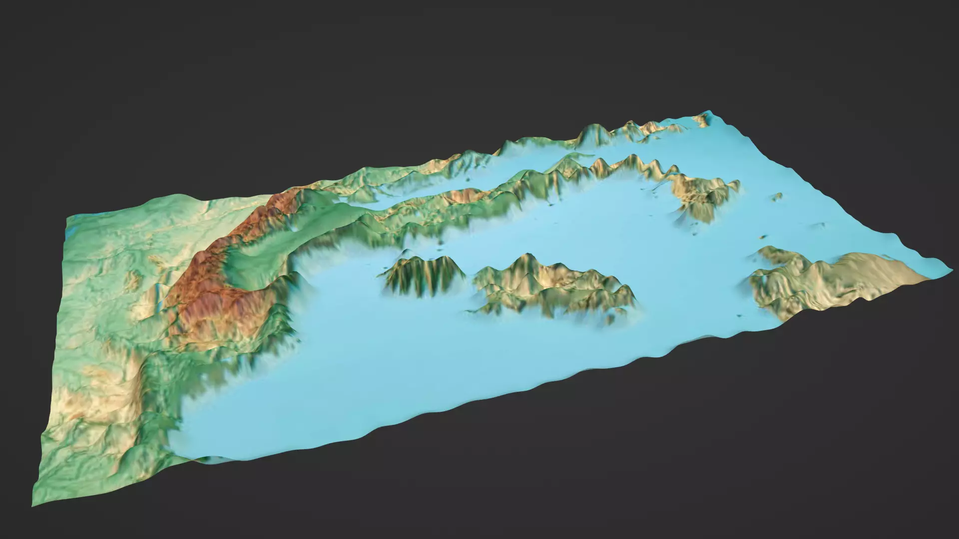 Italy Map Topography Low-poly 3D model_0