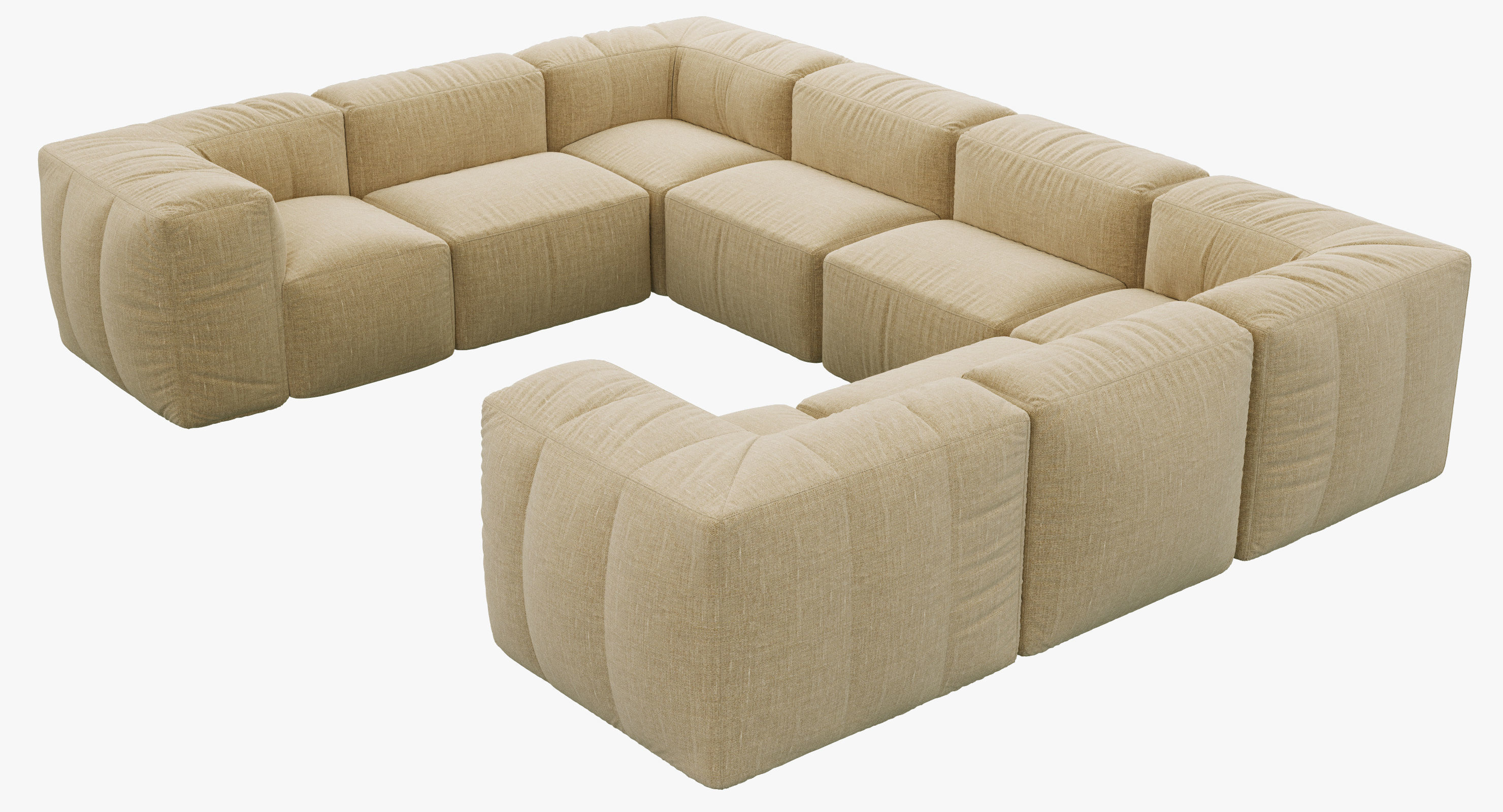 Restoration Hardware Preconfigured Fulham Upholstered U-Sofa 3D model_1