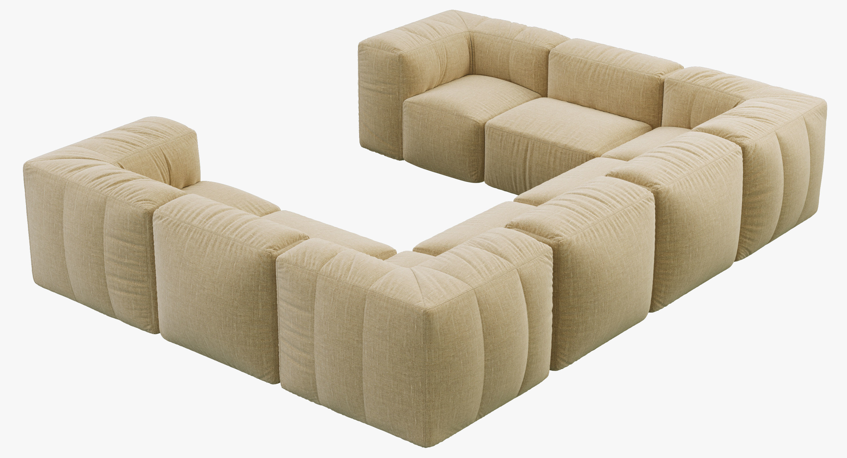 Restoration Hardware Preconfigured Fulham Upholstered U-Sofa 3D model_2