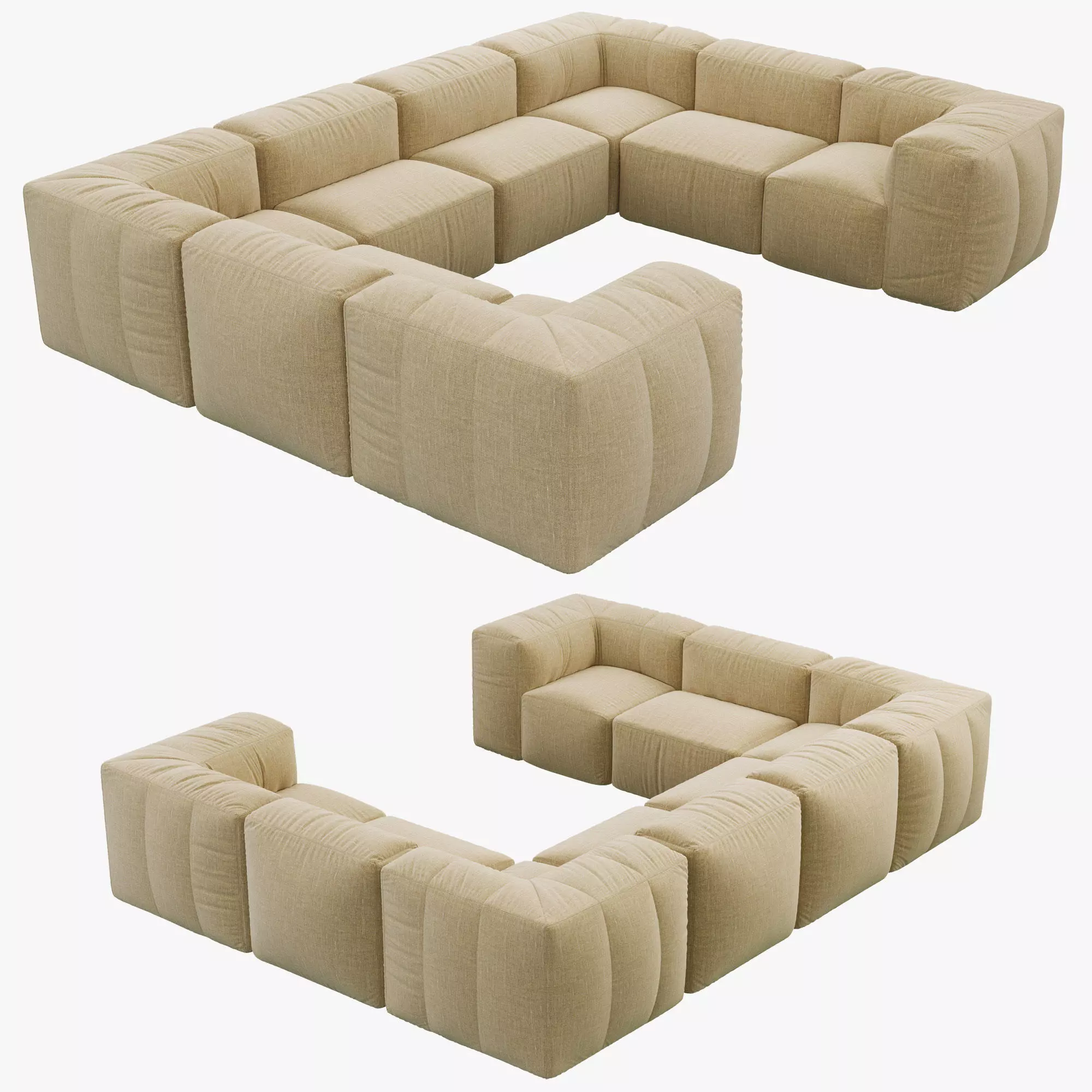 Restoration Hardware Preconfigured Fulham Upholstered U-Sofa 3D model_0