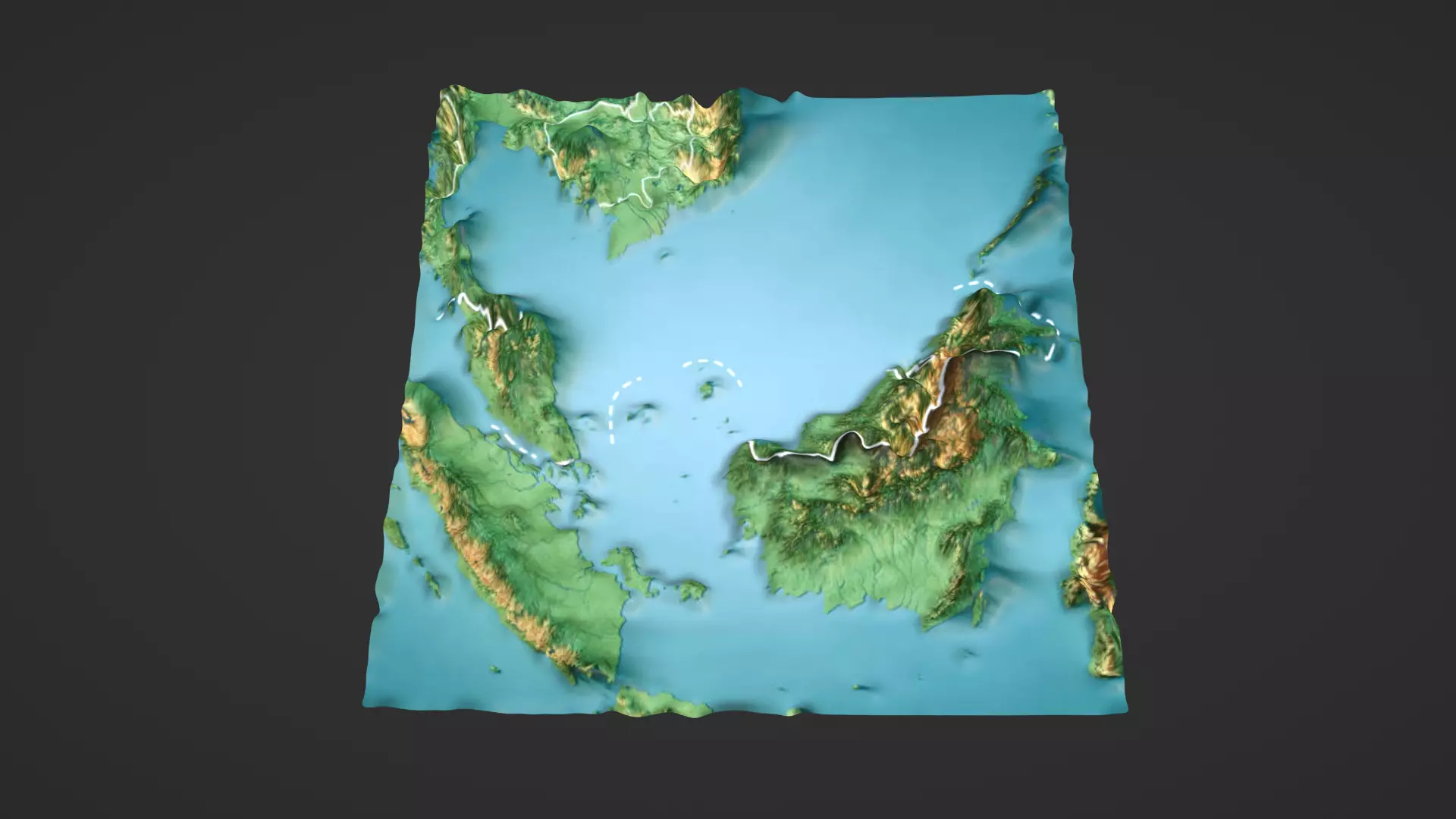 Malaysia Map Topography Low-poly 3D model