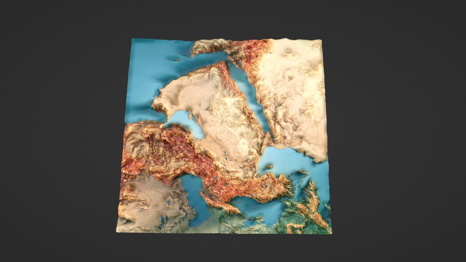Middle East Map Topography Low-poly 3D model_7