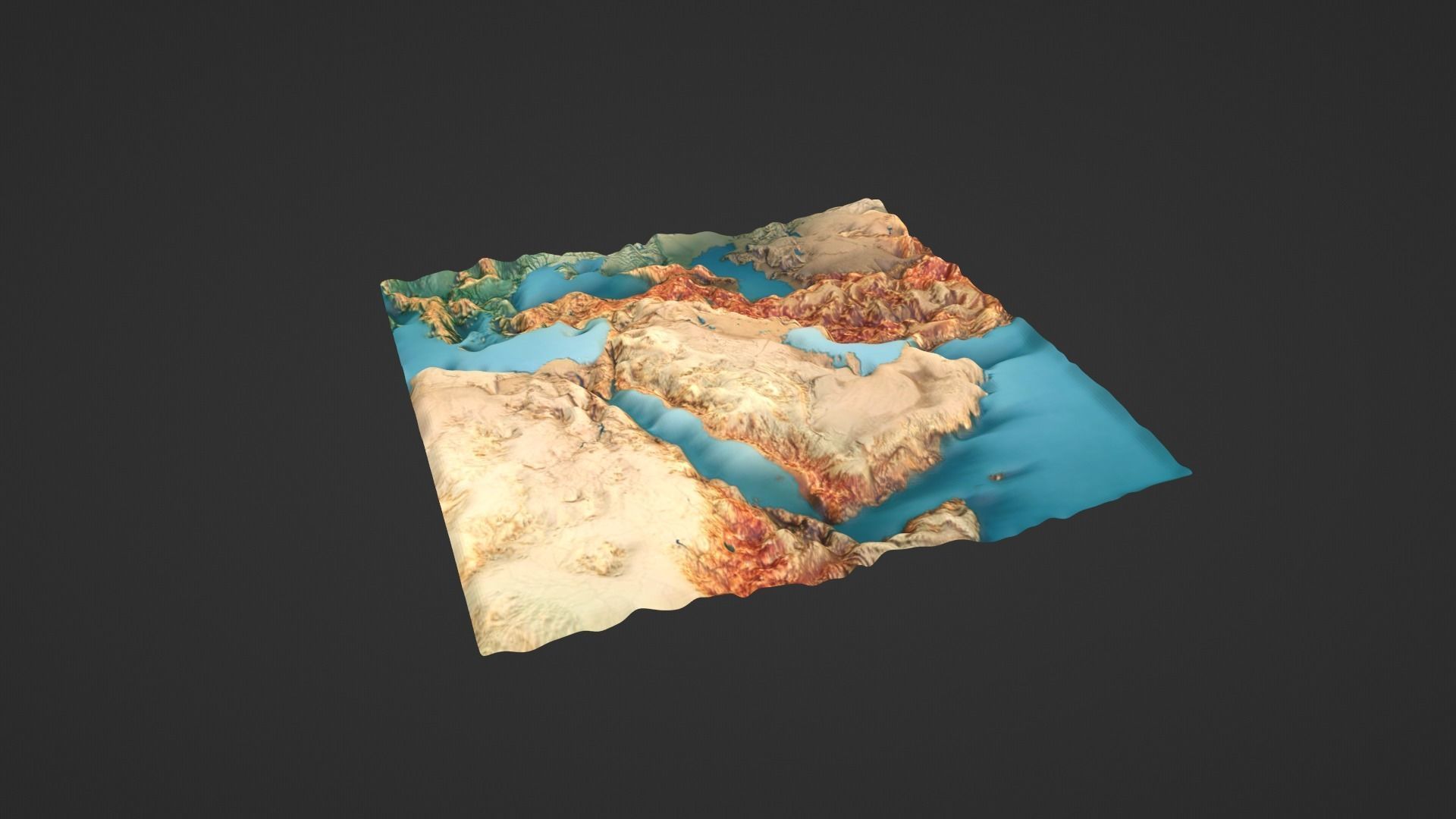Middle East Map Topography Low-poly 3D model_1