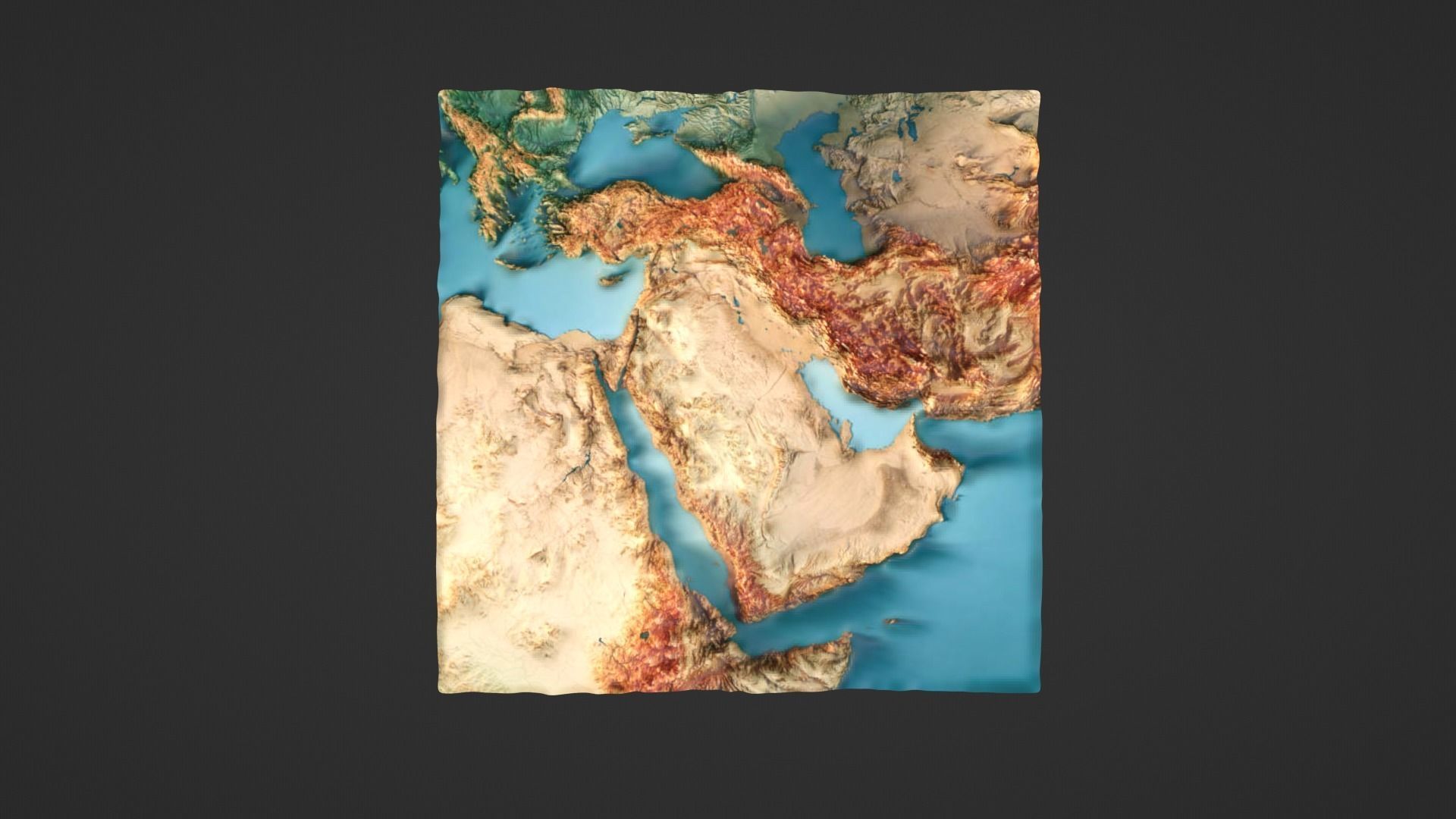 Middle East Map Topography Low-poly 3D model_3