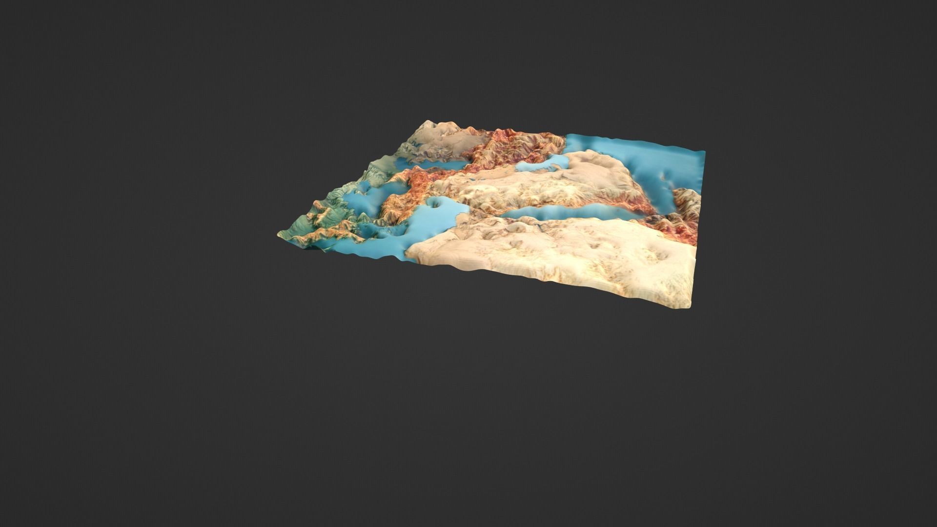 Middle East Map Topography Low-poly 3D model_4