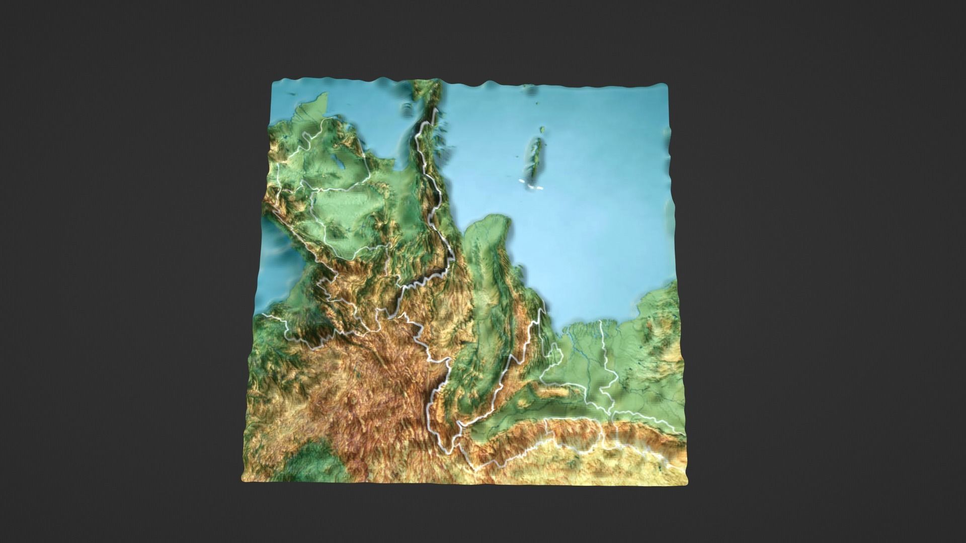 Myanmar Map Topography Low-poly 3D model_7