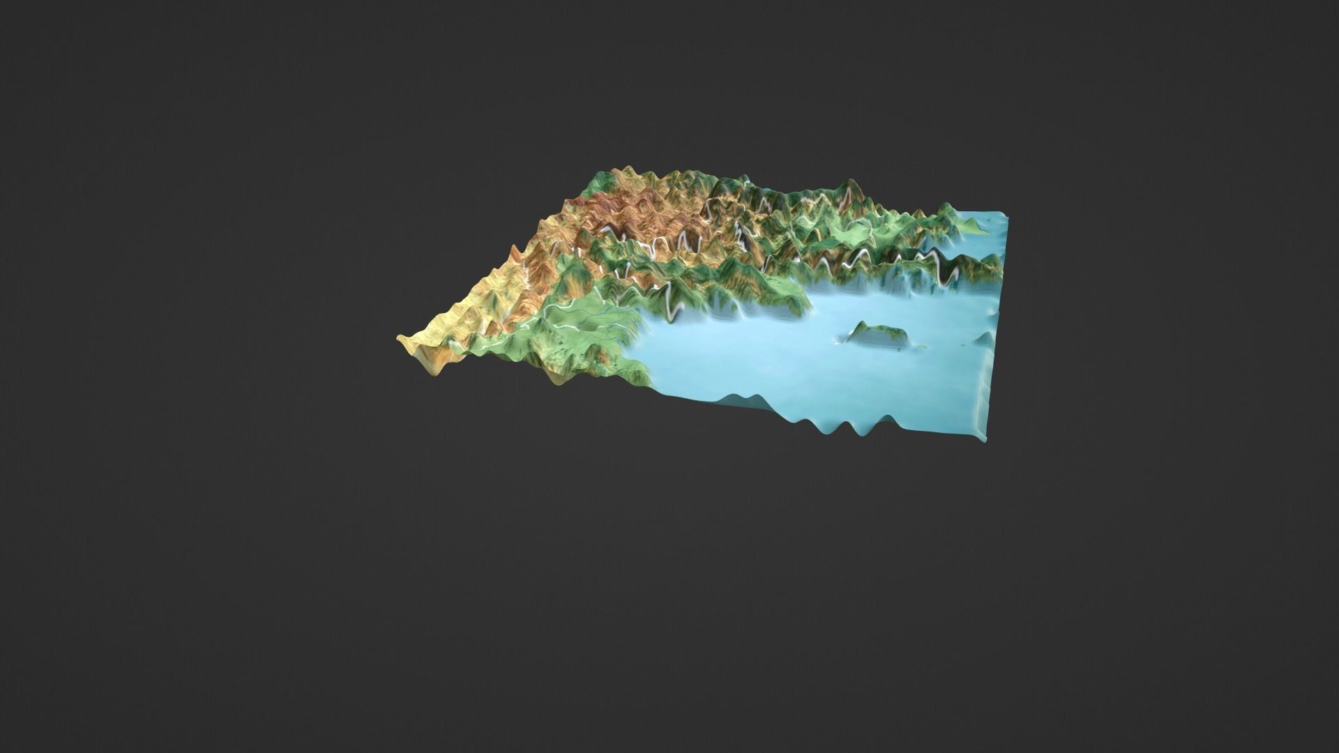Myanmar Map Topography Low-poly 3D model_4