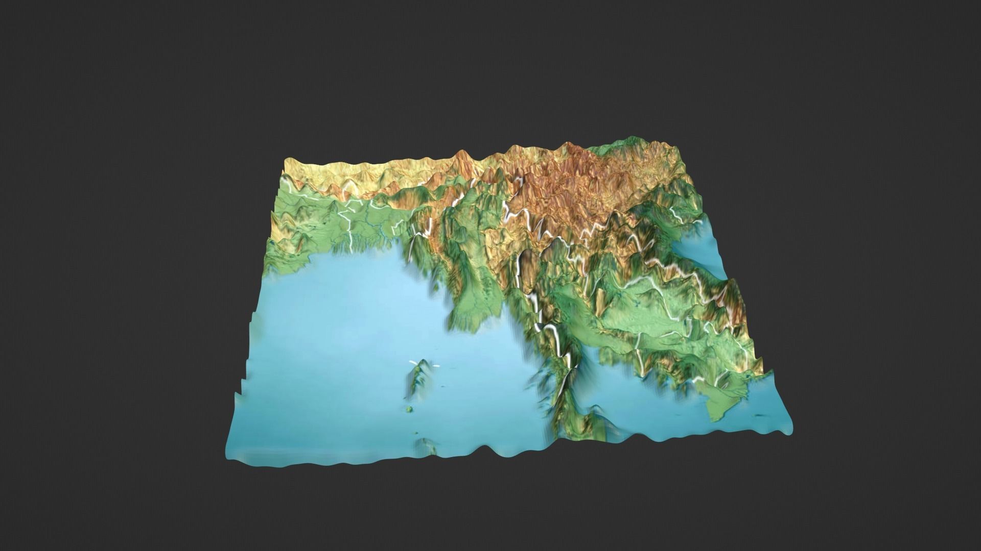 Myanmar Map Topography Low-poly 3D model_6