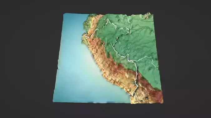 Peru Map Topography Low-poly 3D model